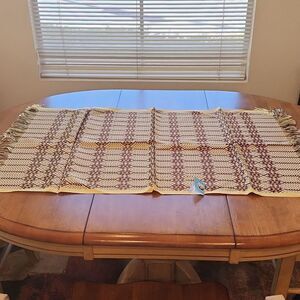 New with tag gold and brown Lithuanian woven table linen runner.